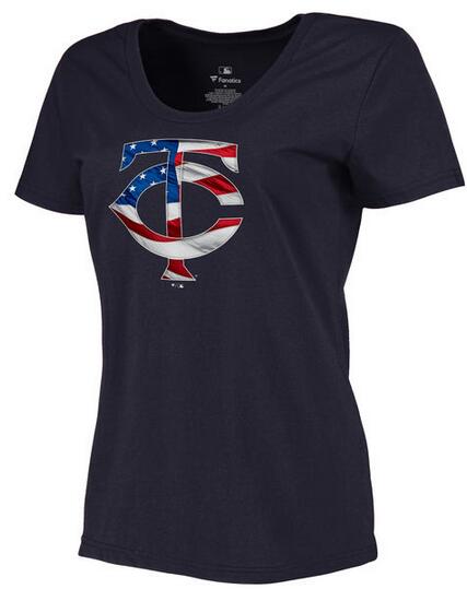 Women's Minnesota Twins Navy Plus Sizes Banner Wave T Shirt